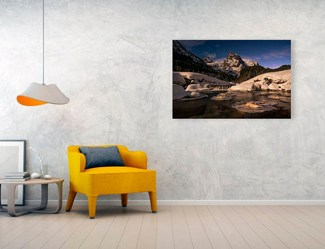 Acrylic print example of landscape in Switzerland. Photos of Switzerland.